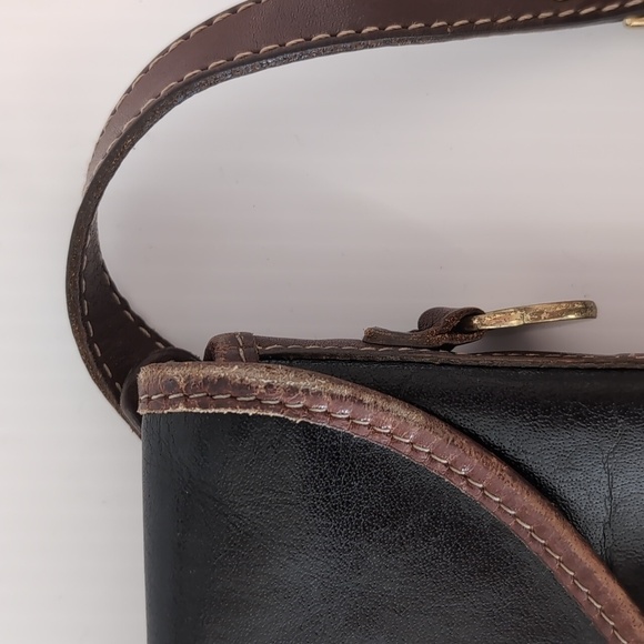 Brahmin Leather Black Brown Crossbody Shoulder Leather Purse Bag Vintage - Picture 5 of 14